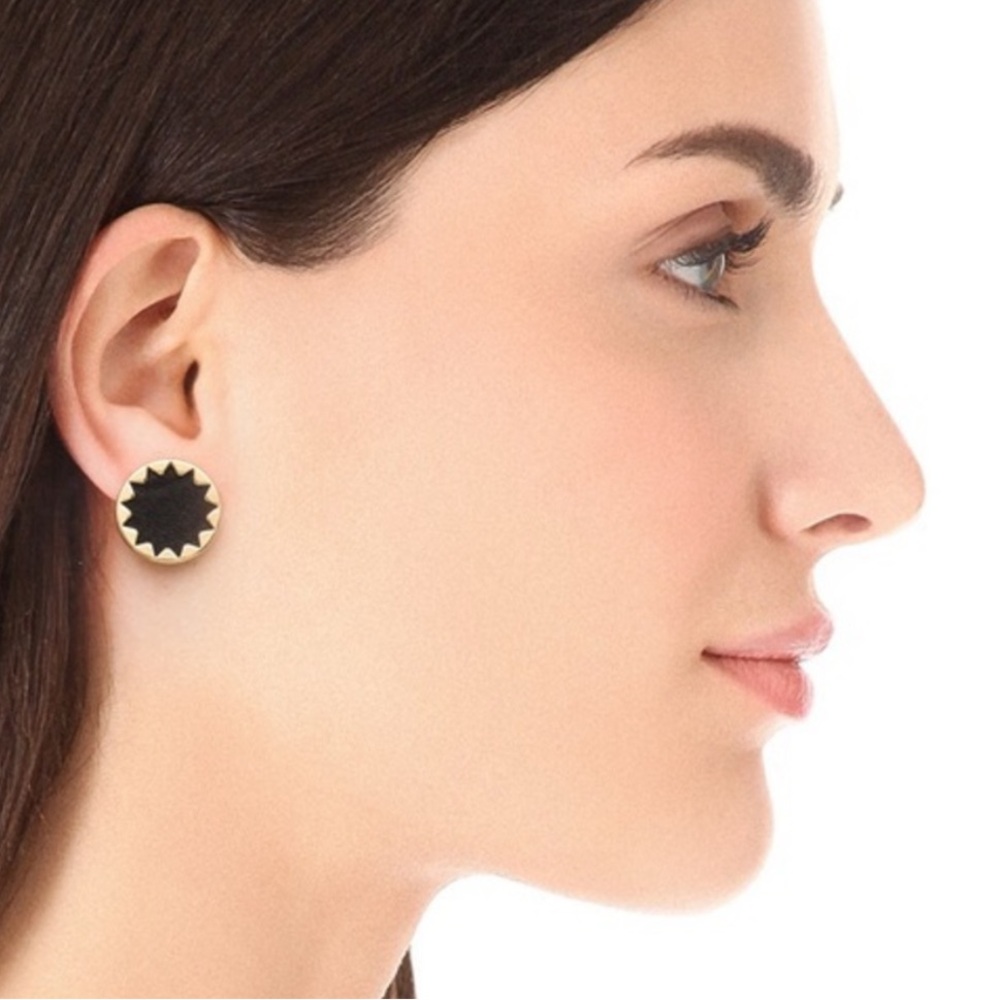 House of Harlow 1960 Black and Gold Sunburst Stud Earrings